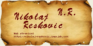 Nikolaj Resković vizit kartica